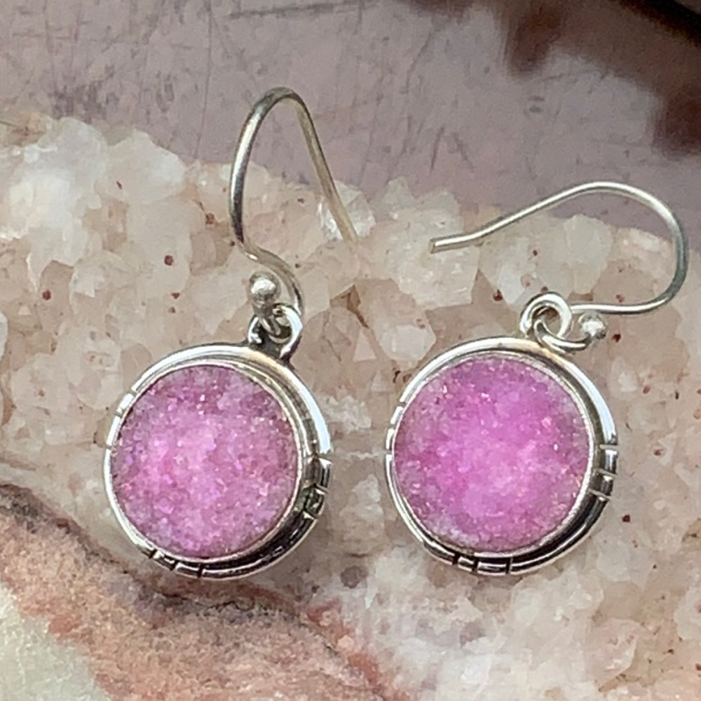 PINK ANGEL AURA DRUZY 925 STERLING SILVER EARRINGS